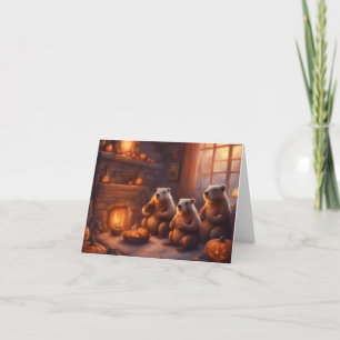 Beaver Family Halloween party  Card