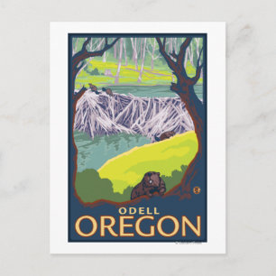 Beaver Family - Odell, Oregon Postcard