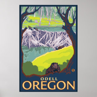 Beaver Family - Odell, Oregon Poster