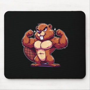 Beaver Flexing Muscles Fan Lover Bodybuilding Gym Mouse Pad