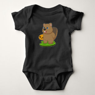 Beaver Halloween Pumpkin Baby Bodysuit