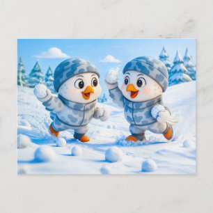 Beaver Ice Bathing in a Striped Swimsuit Postcard