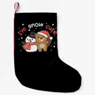 Beaver I'm Snow Cute Snowman Snow Pun Small Christmas Stocking