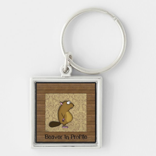 Beaver in Profile Keychain (Front)