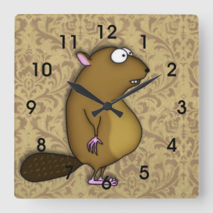Beaver in Profile Square Wall Clock