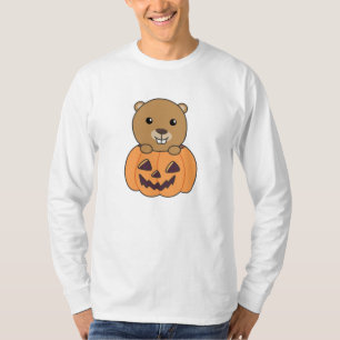 Beaver In Pumpkin Sweet Beaver Happy Halloween T-Shirt