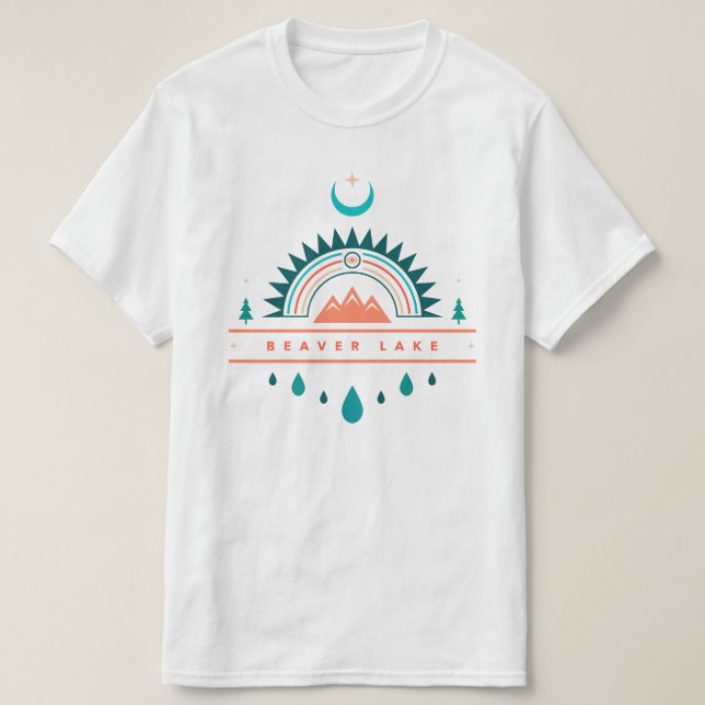 beaver lake rainbow boho moon T-Shirt (Design Front)