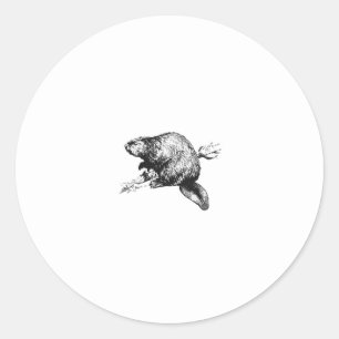 Beaver Line Art Logo Classic Round Sticker