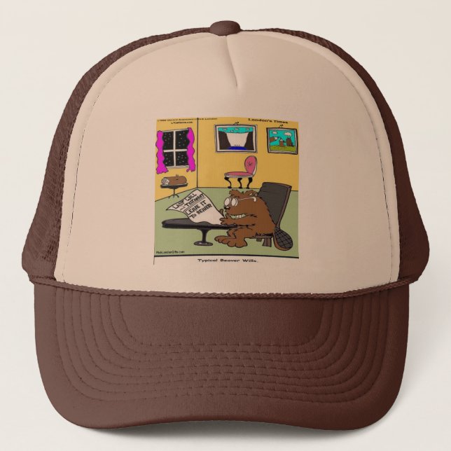 Beaver Living Wills Rick London Funny Trucker Hat (Front)
