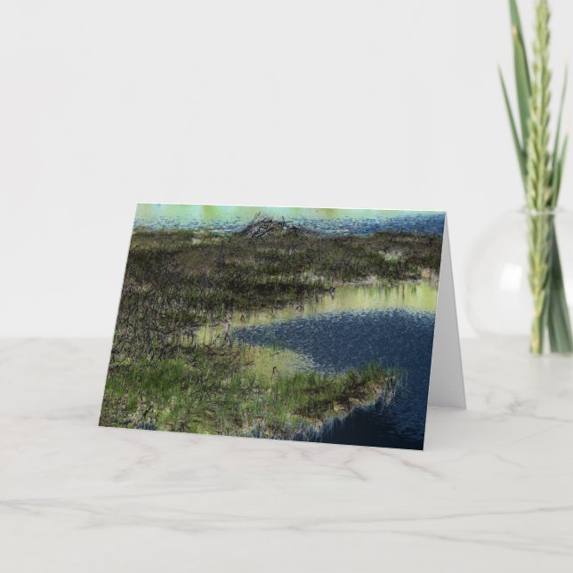 "Beaver Lodge I" Digitally Transformed Pond  Card (Front)