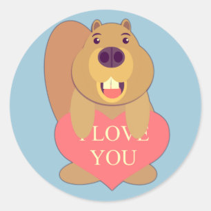 Beaver Love Classic Round Sticker