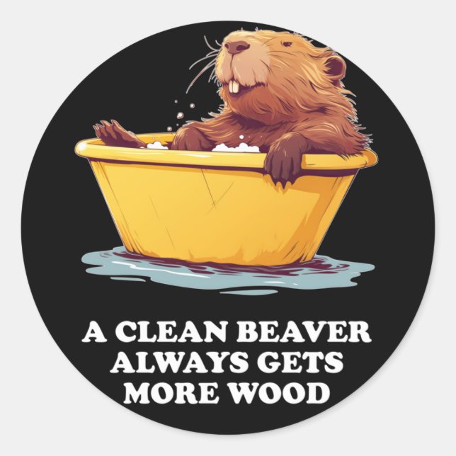Beaver Lover Bath Classic Round Sticker (Front)