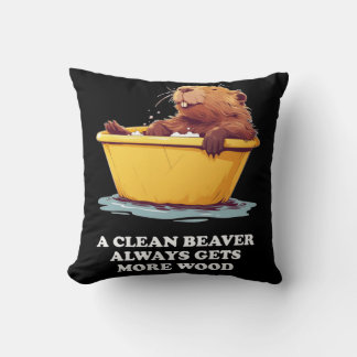 Beaver Lover Bath Throw Pillow