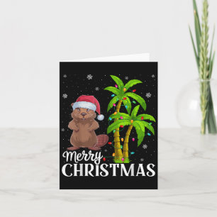 Beaver Lovers Men Women Christmas Tree Lights Beac Card