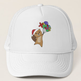 Beaver Merry Christmas Winter Animals Beaver Trucker Hat
