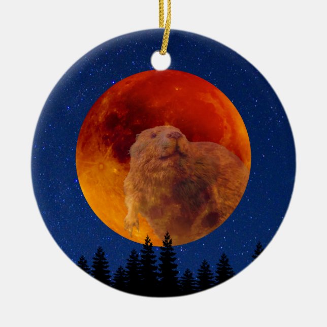 Beaver Moon in November Ceramic Ornament (Front)