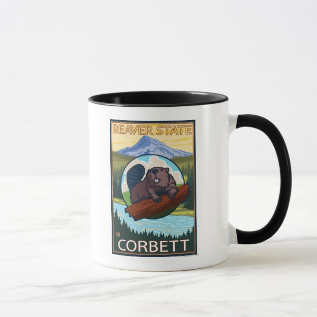 Beaver & Mt. Hood - Corbett, Oregon Mug (Right)