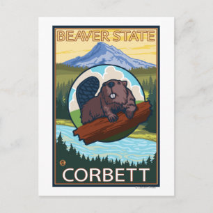 Beaver & Mt. Hood - Corbett, Oregon Postcard