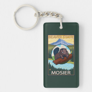 Beaver & Mt. Hood - Mosier, Oregon Keychain