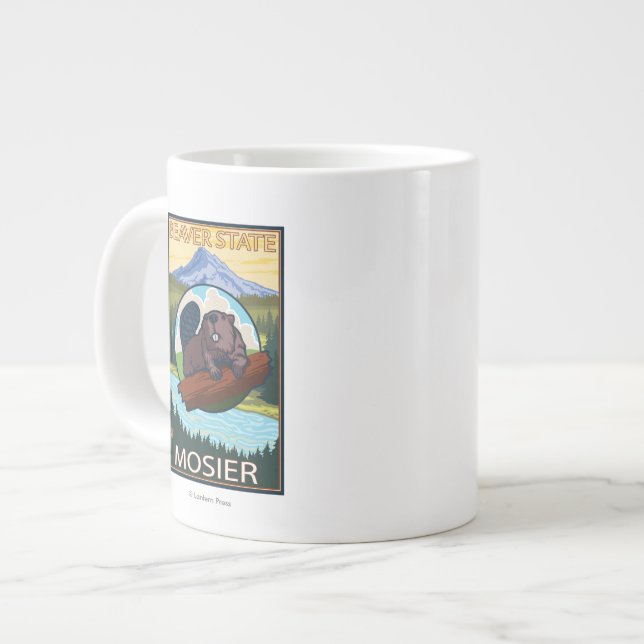 Beaver & Mt. Hood - Mosier, Oregon Large Coffee Mug (Front Left)