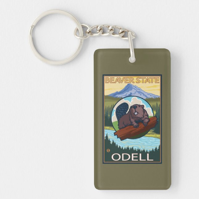 Beaver & Mt. Hood - Odell, Oregon Keychain (Front)