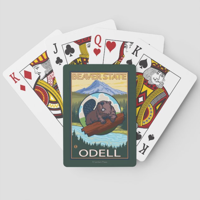 Beaver & Mt. Hood - Odell, Oregon Playing Cards (Back)