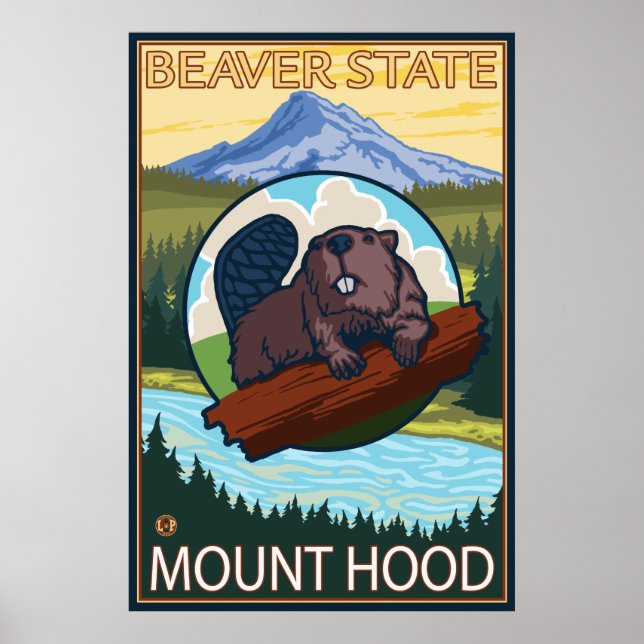 Beaver & Mt. Hood, Oregon Poster (Front)