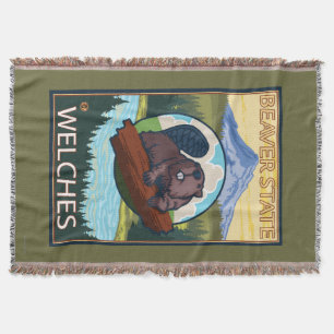 Beaver & Mt. Hood - Welches, Oregon Throw Blanket