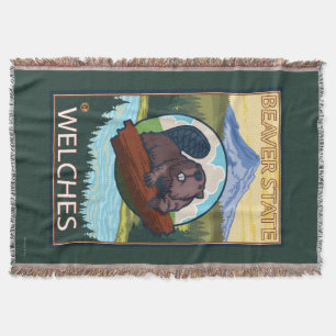 Beaver & Mt. Hood - Welches, Oregon Throw Blanket