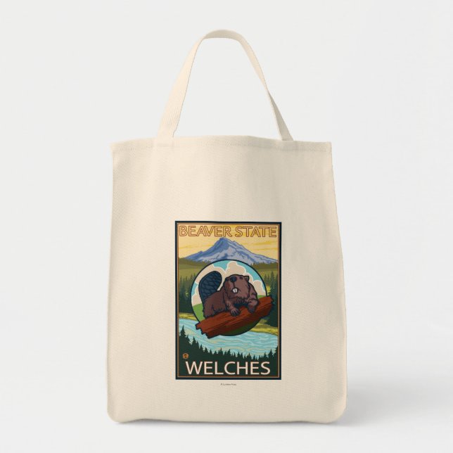 Beaver & Mt. Hood - Welches, Oregon Tote Bag (Front)