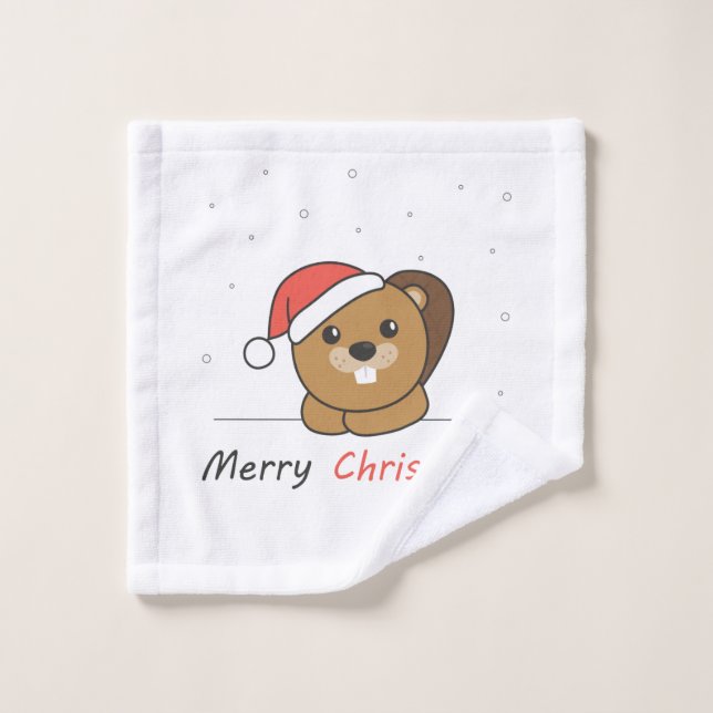 Beaver Noël Neige Hiver Animaux Castor (Gant de toilette)