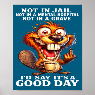 Beaver Not Jail Mental Hospital Illustration Poster