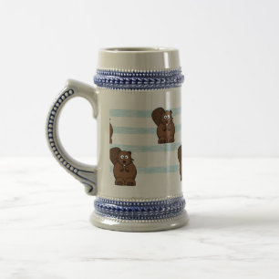 Beaver on blue stripes beer stein