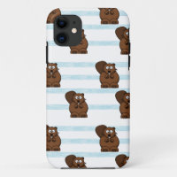 Beaver on blue stripes