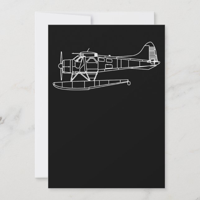Beaver On Floats Sea Plane Pilot  Front & Back Invitation (Front)