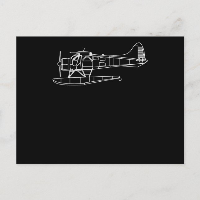 Beaver On Floats Sea Plane Pilot  Front & Back Invitation Postcard (Front)