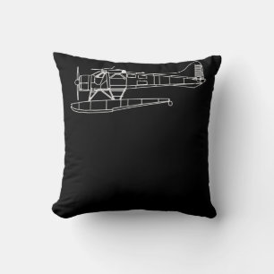 Beaver On Floats Sea Plane Pilot Front & Back Throw Pillow