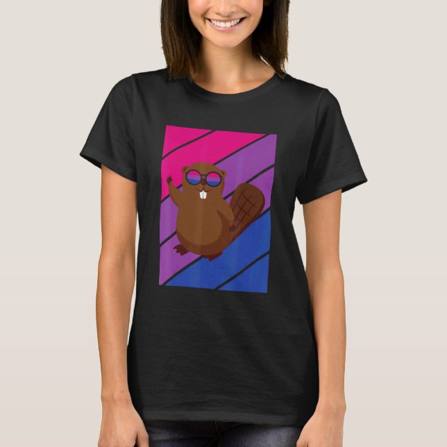 Beaver Pride Bisexual Flag LGBTQ Proud Ally Pride  T-Shirt (Front)