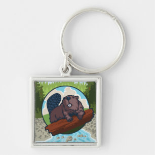 Beaver & River - Columbia Gorge, Oregon Keychain