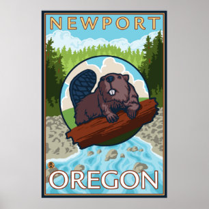 Beaver & River - Newport, Oregon Poster