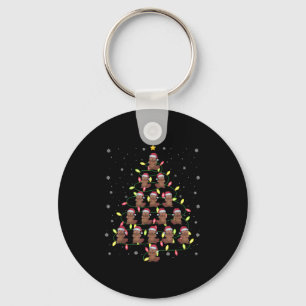 Beaver Santa Christmas Tree Lights Ugly Sweater St Keychain