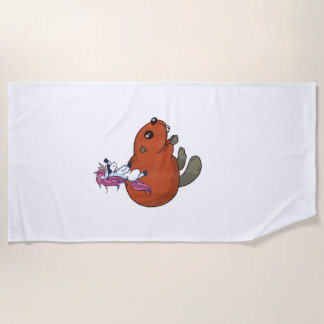 Beaver Shirt Funny Unicorn Beaver Lover Gift T-Shi Beach Towel