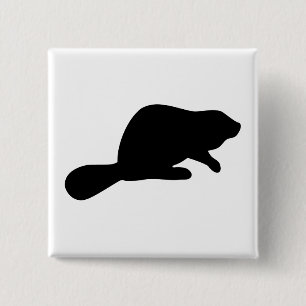Beaver Silhouette 2 Inch Square Button