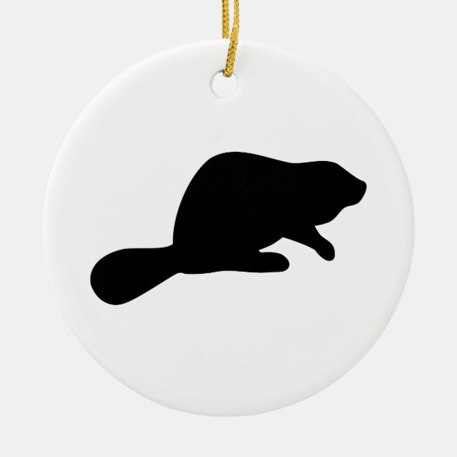 Beaver Silhouette Ceramic Ornament (Front)