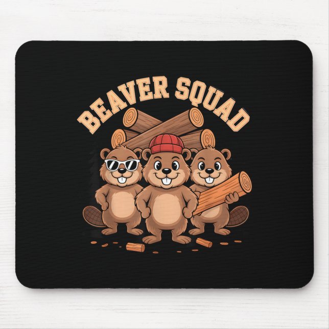 Beaver squad sunglasses lumberjack woods group mouse pad (Front)