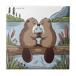 Beaver Valentine Tile
