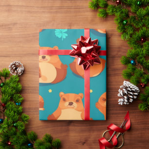 Beaver Watercolor Colourful Personalized Pattern Wrapping Paper