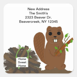 Beaver with Dam New Address Stickers