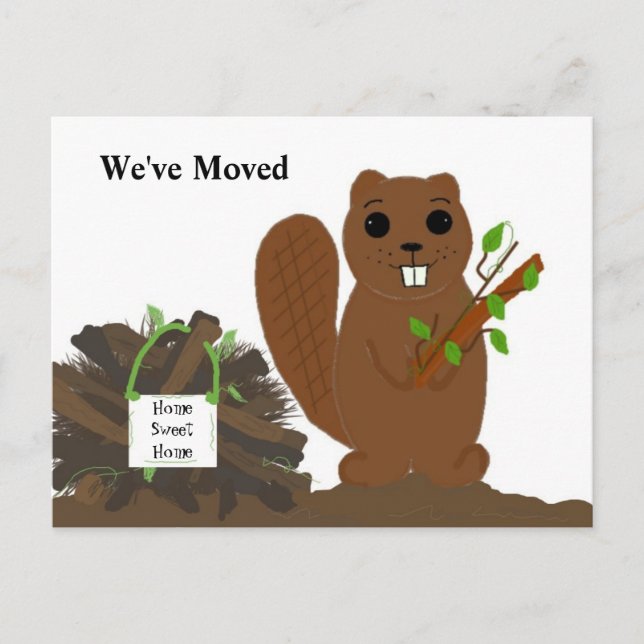 Beaver with Dam - We've Moved Announcement Postcard (Front)