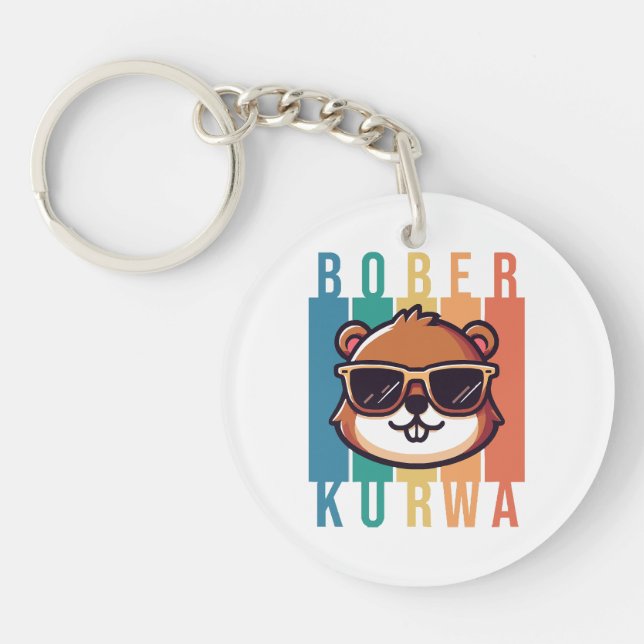  Beaver with Sunglasses Keychain (Front)